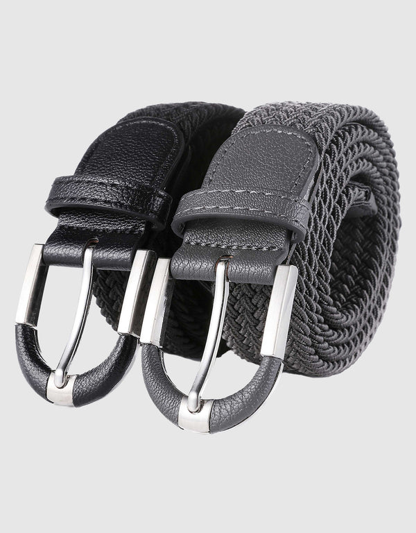Men's Hopsack Weave 2- Pack Elastic Belt
